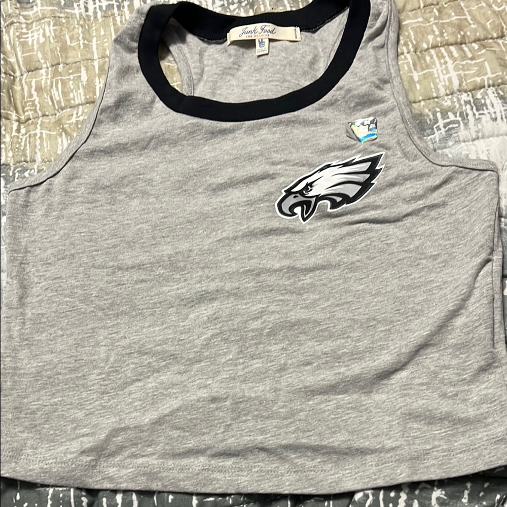 Junk Food Clothing Gray and Black Crop Top with Logo